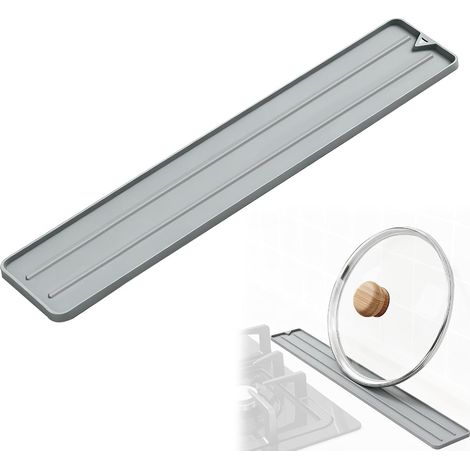 Tapis Égouttoir Étroits, 45 x 8,5 cm Tapis Vaisselle Egouttoir en Silicone, Antidérapant Tapis Evier Cuisine pour Tasses Bouteilles Planches à Découper, Tapis de Bar, Gris (1/5)