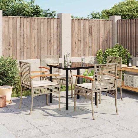 vidaXL Set comedor de jardín 5 pzas con cojines ratán sintético beige (1/5)