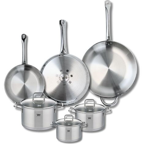 Ensemble de 3 Poêles de cuisson 24, 28 et 32 cm et 3 faitouts 14, 16 et 20 cm Elo Profi Citrin (1/5)