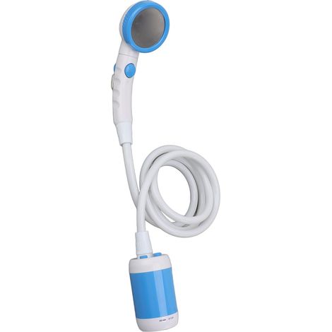 Ensemble de douche portable en ABS, acier inoxydable et PVC, pompe de douche électrique à 3 vitesses alimentée par batterie pour le camping et l'extérieur, bleu ciel (1/5)