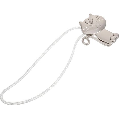 Boucle Magnétique pour Rideaux Forme Chat en Métal Argenté sans Perçage, Embrasse Décorative Adorable pour Chambres et Salons (1/5)