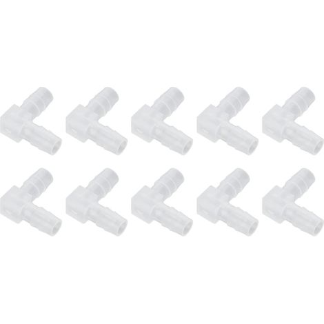 Barb de Tuyau de Coude en Plastique, Raccord en Plastique 90 Degrés Adaptateur, 10 pièces de raccords en plastique coudés pour tuyaux adaptateurs à barbelures à forme en L pour aquarium(8 mm) (1/5)