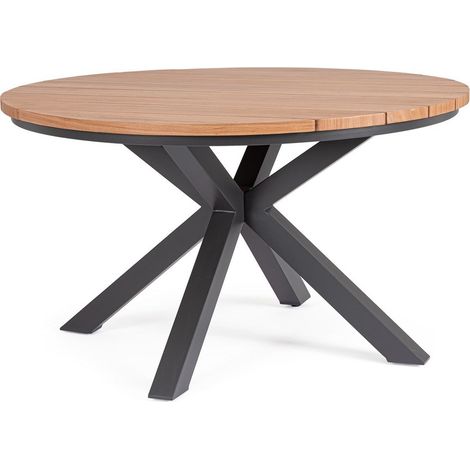 Tavolo "Zelmar" struttura in alluminio verniciato a polvere piano effetto legno per arredo casa -218 x h 75 cm