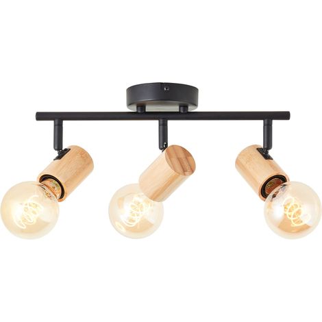 Brilliant Kerry Spotrohr 3-flammig schwarz/holz Metall/Bambus 3x A60, E27, 40 W, Geeignet für Normallampe (nicht enthalten) (1/5)