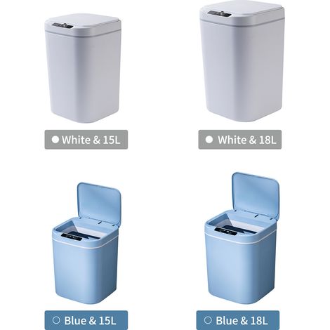 Poubelles sans contact de 18 L Poubelle à induction intelligente Poubelle automatique Capteur de mouvement infrarouge avec couvercle pour voiture cuisine salle de bain bureau chambre (1/5)