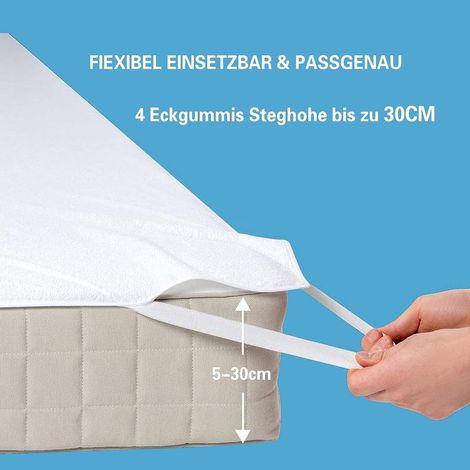 Wasserdichter Matratzenschoner mit Bändern – 80 % Baumwolle – Maße: 90 × 200 cm (1/4)