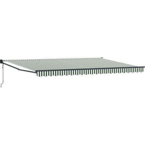 Store banne rétractable, vert et blanc, 500 x 300 cm (1/5)