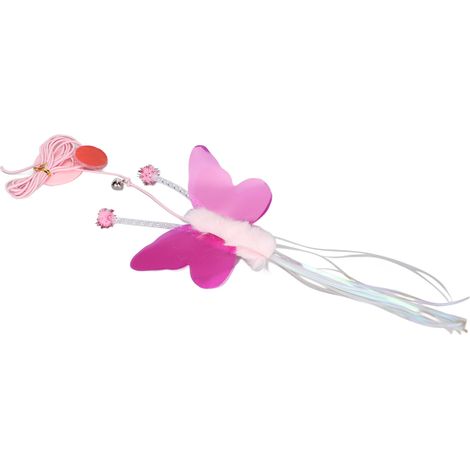 Jouet interactif pour chat en forme de papillon, rétractable et ajustable grâce à sa corde élastique suspendue. (1/5)