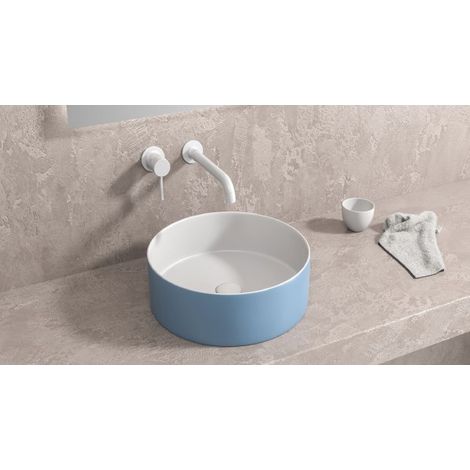 Vasque ronde bleue à poser sans trou JEY-M 35,5 x35,5 x 12 cm (1/3)