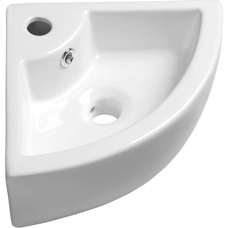 Sapho - Lavamani ad angolo Gynt 33x33 cm, con 1 foro per miscelatore, bianco AR154