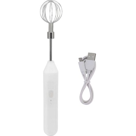 Electric Hand Mixer Three Different Speeds Battery Powered Handheld Milk Frother for Home Baking White