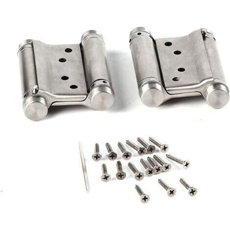 Lot de 2 Charnières à Double Ressort en Acier Inoxydable 3 Pouces – Robustes jusqu'à 15 kg, Idéales pour Portes de Saloon et Portes Battantes Intérieures (1/5)