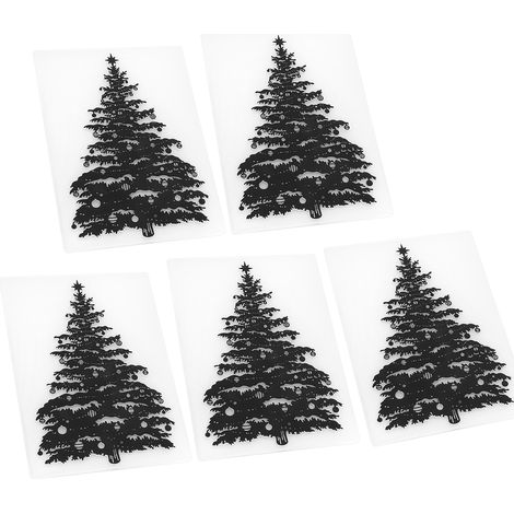 Set mit 5 Prägetaschen aus Kunststoff für Kartenherstellung, Scrapbooking und Bastelarbeiten (Weihnachtsbaum-Design). (1/5)