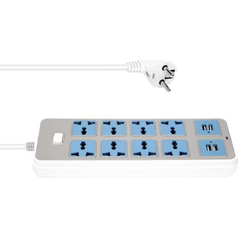Multiprise avec 4 Prises USB, Puissance 3000 W, 8 Prises Universelles, Cordon D'Alimentation de 6,5 Pieds, Prise EuropéEnne (1/5)