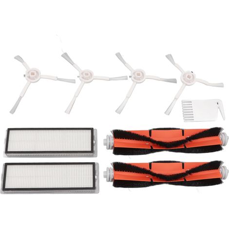 Kit de brosses, filtres et peignes plats blancs de rechange pour aspirateur robot laveur Mijia 1C, F9 et Mi.