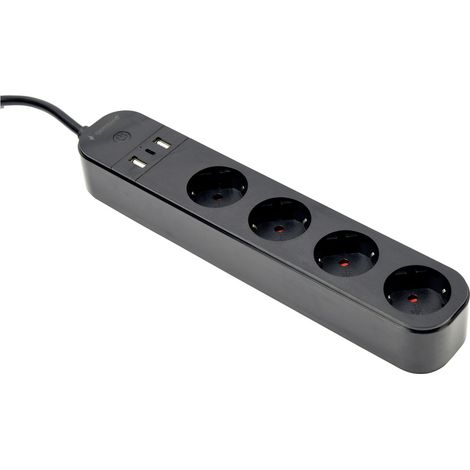 Gembird TSL-PS-S4U-01 Steckdosenleiste schwarz 4 AC-Ausgänge (1/4)