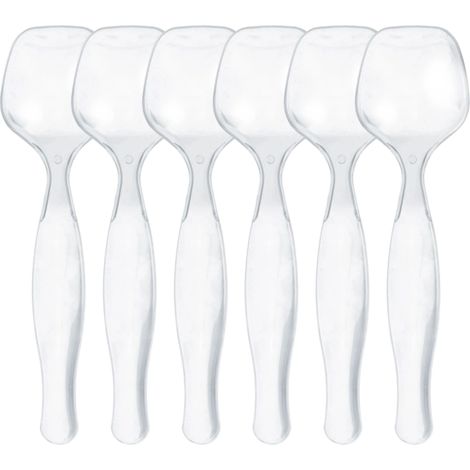 6 Cuillère de service, Plastique transparent, 21,5 cm, Résistante, Pour buffet, Fête (1/5)