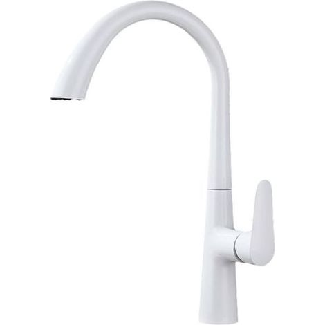 Robinet Evier Cuisine Évier De Cuisine Double Robinet D'Eau Chaude Et Froide Évier Caché Robinet Extractible Domestique Blanc (1/4)