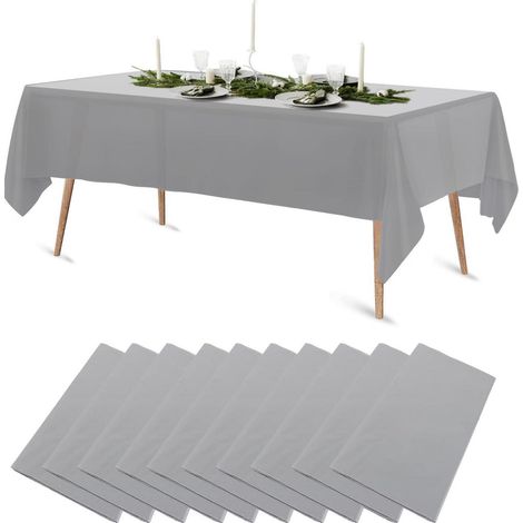 10x Einweg Tischdecke Grau 137x274cm, Wasserdicht & Ölbeständig, Rechteckig