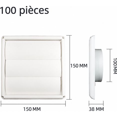 Grille d'aération extérieure carrée 100 mm modèle B à volet battant sans grille 9 100mm 15 × 3,8 × 15 cm 100 g – Livraison gratuite
