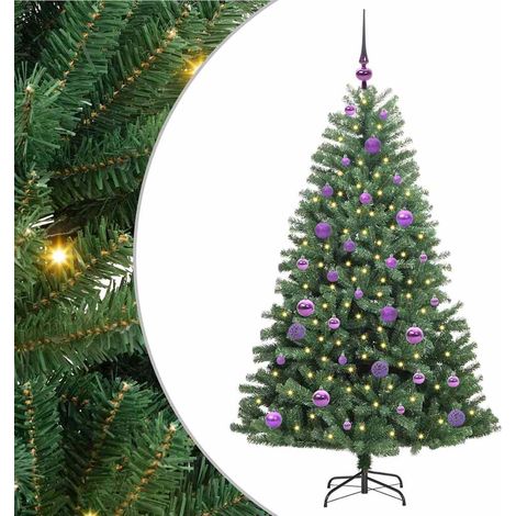Sapin de Noël，Arbre de Noël Artificiel à Branches Articulées Vert 150 cm CFW64737 (1/5)