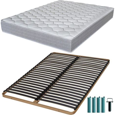 Matelas mousse + Sommier métal C224 140x190 Madere - Hauteur 24 cm - Soutien ferme (1/5)
