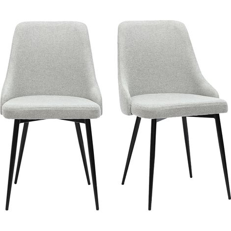 Sedie design in tessuto effetto velluto grigio chiaro e metallo nero (lotto di 2) CULT (1/4)