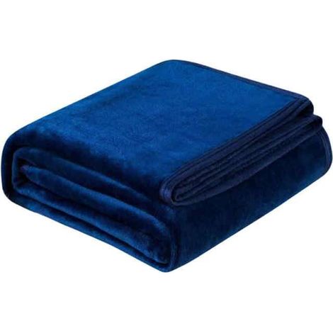 1 pièce couverture microfibre ultra douce, flanelle légère, bleu marine, idéale canapé lit camping voyage