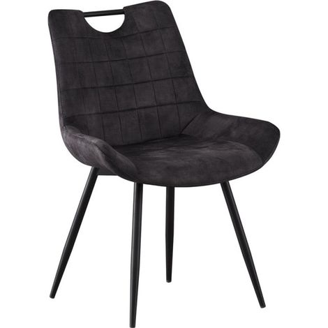 Stuhl 'NINO' Samt Grau, Maße H84 x B56 x T62,5, ideal für Ihre Küche oder Ihr Esszimmer.