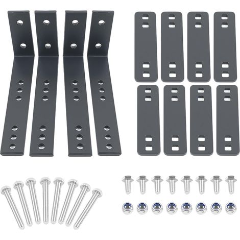 Lot de 2 supports de montage universels en forme de L en acier inoxydable pour accessoires d'auvent, SUV et camions avec barres de toit - Charge maximale de 75 kg (noir) (1/5)