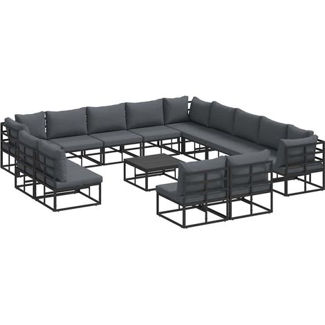 Maison Exclusive - Set Divano da Giardino con cuscino 14 pcs Nero Alluminio