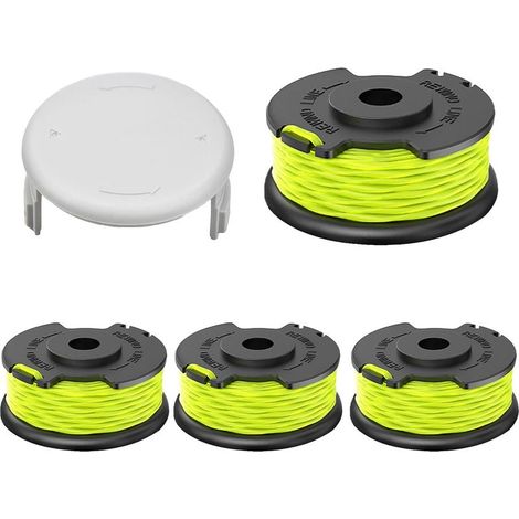 4 Spulen Trimmerfaden kompatibel mit Ryobi RAC143, Ersatzspule passend für Ryobi RLT36B33 & RY36LT3A-0, Ø2mm-6,1m, mit Kappe RAC142 (4 Spulen + 1 Abdeckung) (1/5)