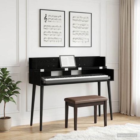 vidaXL Escritorio de estudio Roble Negro 110 x 40 x 19,5 cm (1/5)