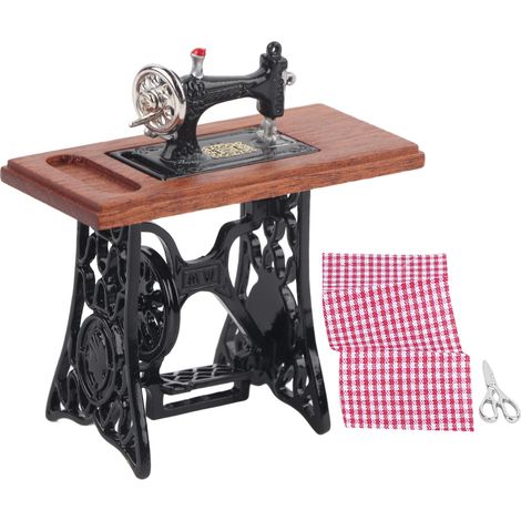 Machine à coudre miniature simulée pour maison de poupée à l'échelle 1:12, accessoire de jouet et de mobilier miniature. (1/5)