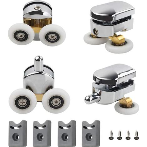 Roulettes Doubles de Rechange Lot de 4 Roulettes Doubles Roues de Fixation de Rechange Roulette Porte Coulissante Galet Porte Rouleau Roulette Roue Roulettes pour Porte de Douche 23mm (1/5)
