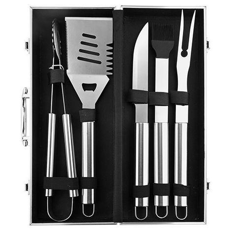 Ensemble de 5 ustensiles de barbecue en acier inoxydable, adapté aux grillades (1/5)
