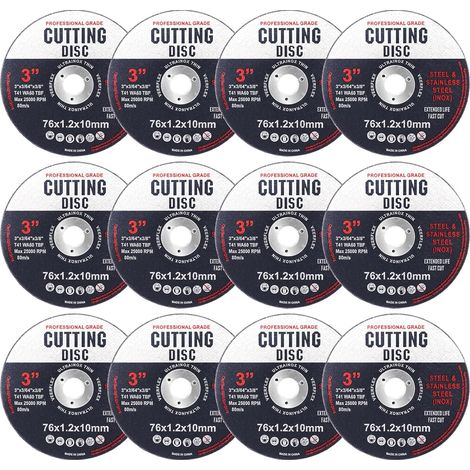12 Disques à Tronçonner, Disques de Coupe de 76 mm, Flexible Disque Découpe Pour Meuleuse D'angle, Pour Métal, Acier Inox, Acier, Fer, Aluminium, Tôle, Tube D'acier (1/5)