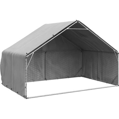 Outdoor-Hundezwinger mit Abdeckung 3x2x1,9 m Verzinkter Stahl vidaXL