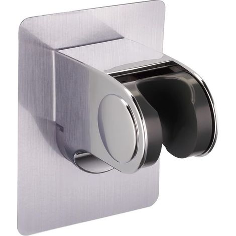 Shower head holder, sturdy self-adhesive mount, chrome finish, adjustable, compatible with bidet showers, universal for bathroom, silver, durable ABS (1/5)
