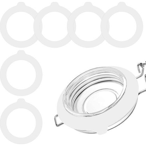 Set mit 10 Silikon Glasdichtungen, auslaufsichere Gummiringe für Einmachgläser, zum Aufbewahren und Frischhalten von Lebensmitteln (1/5)