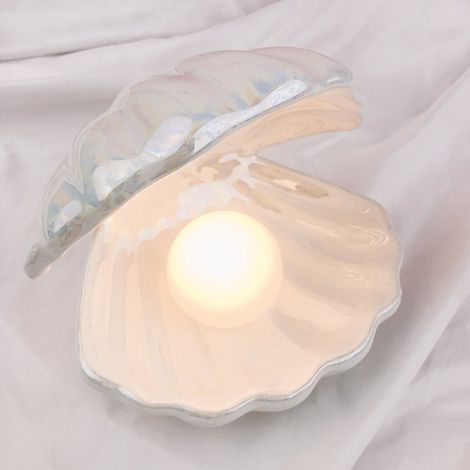 Lampe coquillage perle style célébrité internet, ambiance romantique et créative, veilleuse pour la chambre à coucher, veilleuse blanche classique (1/5)