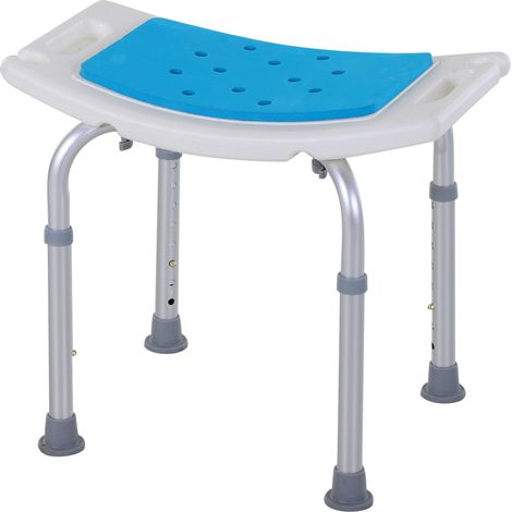 Shower Chair, Adjustable Height Shower Stool with Aluminium Frame Non-Slip Feet, Bathtub Stool Seat for Elderly Disabled Handicap, Blue (1/5)