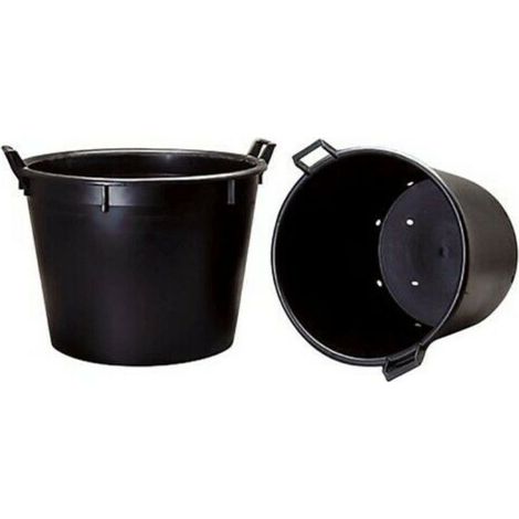Mastello per Vivaio in Polietilene Nero con 2 Manici e Fori – Uso Professionale - Specifiche: lt.130 - d.  70 cm. (1/2)