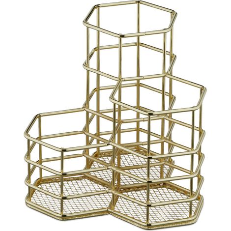 Organizer per pennelli da trucco 12,5 x 12 x 12,5 cm design moderno compatto bagno in metallo nero 130012879