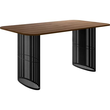 Mesa Oswego 163, Nogal, 76x90x160cm, Alargamiento, Aglomerado laminado, Metal (1/4)