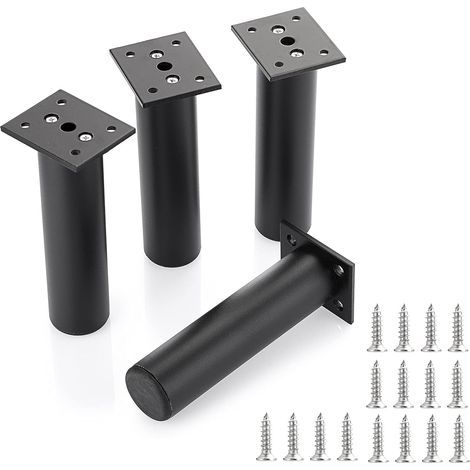 AIDUCHO 4er-Pack verstellbare Möbelfüße, Bettfüße, Füße aus Aluminiumlegierung für Bettgestell, Kleiderschrank, Tisch (Schwarz, Höhe 150 mm) (1/5)