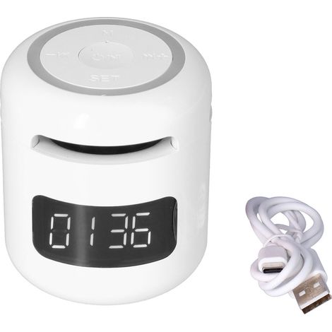 Réveil radio Bluetooth portable multifonction blanc avec haut-parleur, écran LED, réglable et radio FM (1/5)