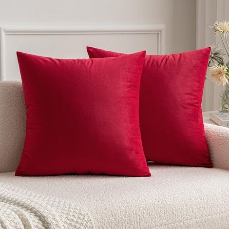 Taies d'oreiller rouges, 45x45 cm, sans rembourrage, ensemble 2 pièces, housse de coussin décorative pour canapé, chambre et salon (1/5)