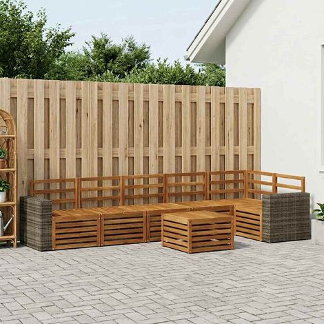 vidaXL Outdoor Sofa Set 7 pcs Natural Polyester (1/5)