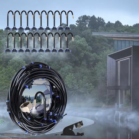 1 Kit Brumisateur, 20M Tuyau PE, Buses 360°, Accessoires Fixation, Jardin Terrasse Store